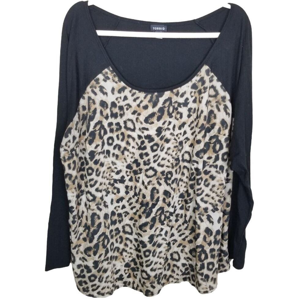 Torrid Women Leopard Print Top Plus Size 2X Mob Wife Stretch Animal Print Casual